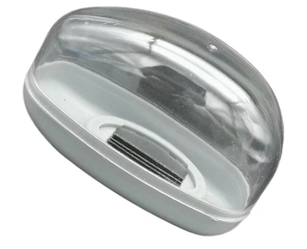 Handheld Garlic Mincer Press — Clear Dome Cover, Grey Base, Easy Clean